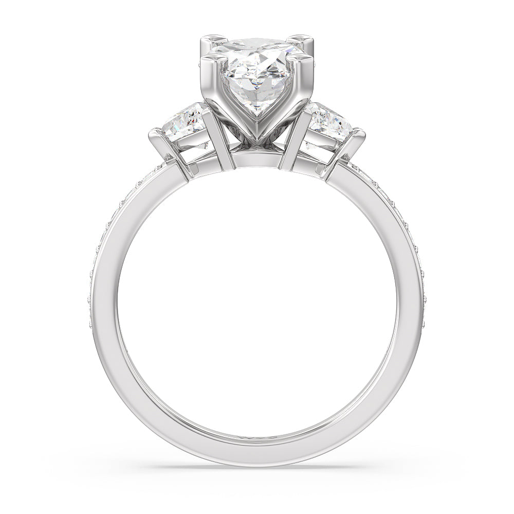 Triangular 1 3/4 CTTW Round Cut Lab Grown Diamond Three Stone ...