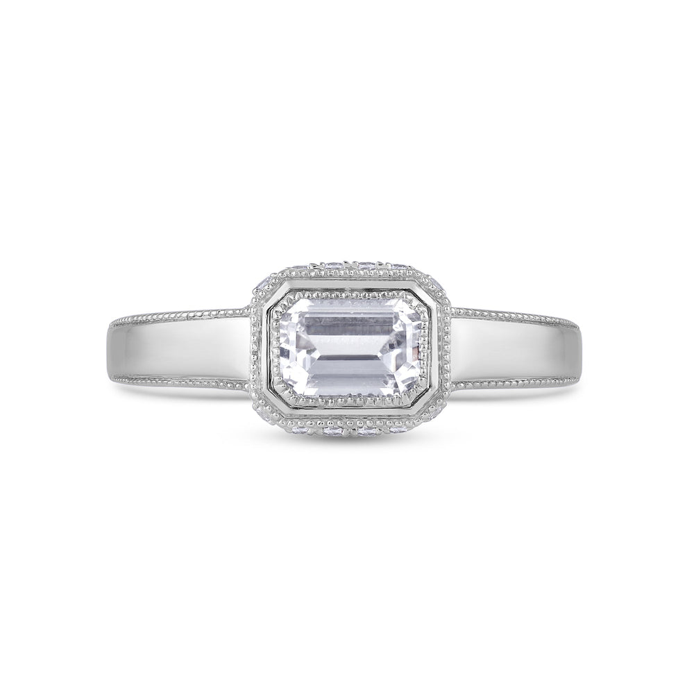 Vintage Bezel Hidden Halo Men's Engagement Ring with Platinum / Lab / 1 1/10 Cut Diamond in 14KT Platinum / Lab / 1 1/10 view 1
