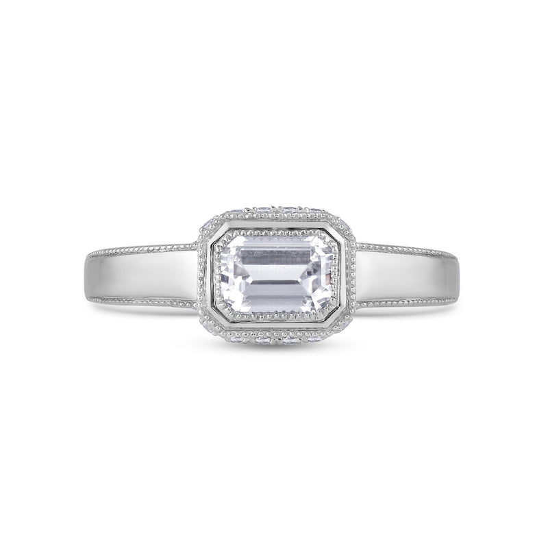 Vintage Bezel Hidden Halo Men's Engagement Ring