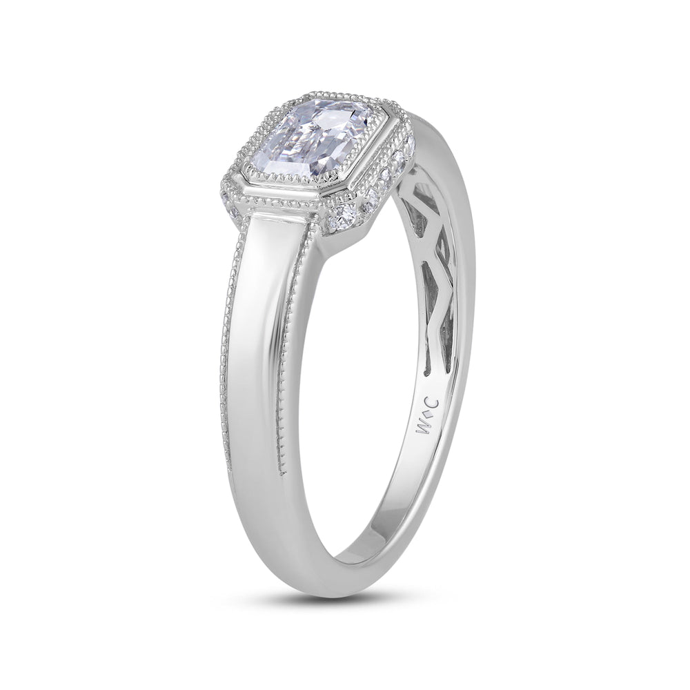 Vintage Bezel Hidden Halo Men's Engagement Ring with Platinum / Lab / 1 1/10 Cut Diamond in 14KT Platinum / Lab / 1 1/10 view 4
