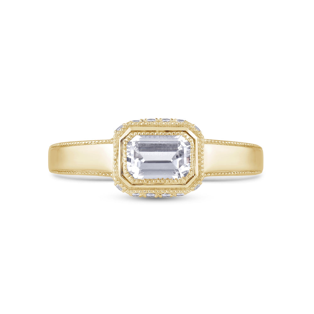 Vintage Bezel Hidden Halo Men's Engagement Ring with 18KT Yellow Gold / Lab / 1 1/10 Cut Diamond in 14KT Yellow Gold / Lab / 1 1/10 view 1
