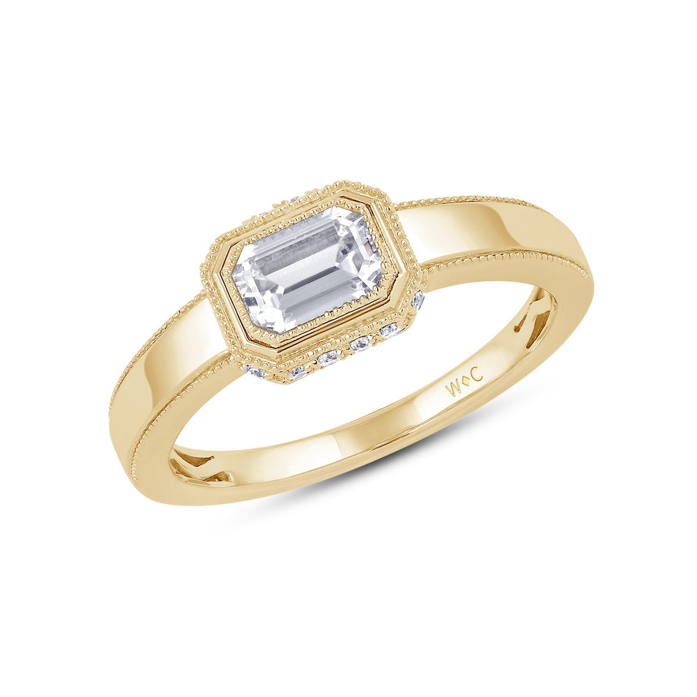 Vintage Bezel Hidden Halo Men's Engagement Ring with 18KT Yellow Gold / Lab / 1 1/10 Cut Diamond in 14KT Yellow Gold / Lab / 1 1/10 view 3
