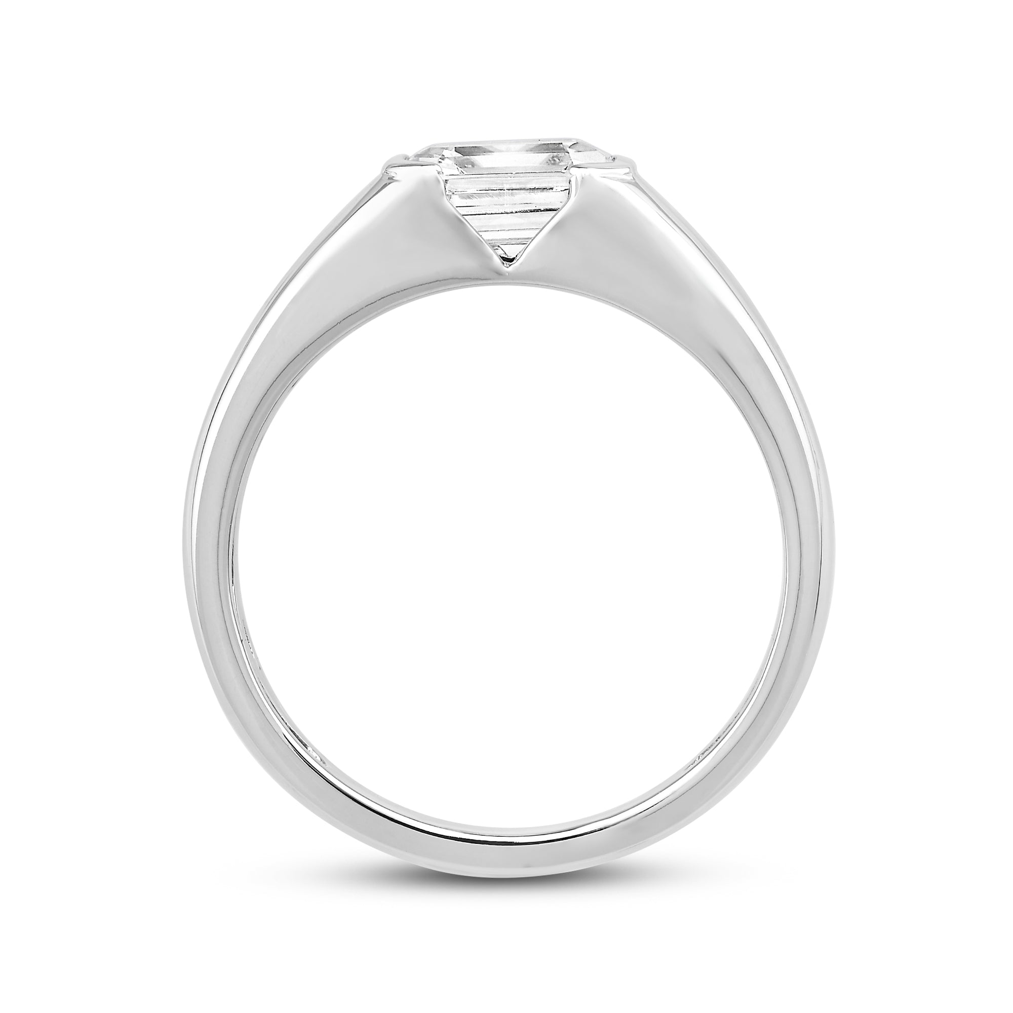Half Bezel Bevel Edged Men's Engagement Ring With Clarity