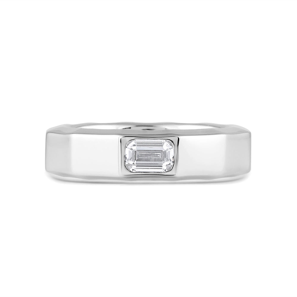 Faceted Bezel Men's Engagement Ring with Platinum / Lab / 1 1/2 Cut Diamond in 14KT Platinum / Lab / 1 1/2 view 1
