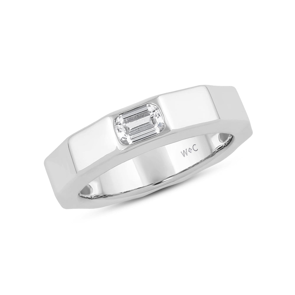 Faceted Bezel Men's Engagement Ring with Platinum / Lab / 1 1/2 Cut Diamond in 14KT Platinum / Lab / 1 1/2 view 3
