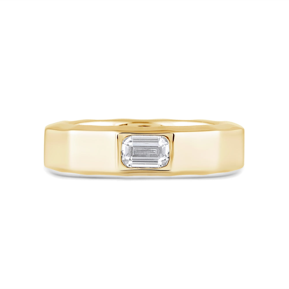 Faceted Bezel Men's Engagement Ring with 18KT Yellow Gold / Lab / 1 1/2 Cut Diamond in 14KT Yellow Gold / Lab / 1 1/2 view 1
