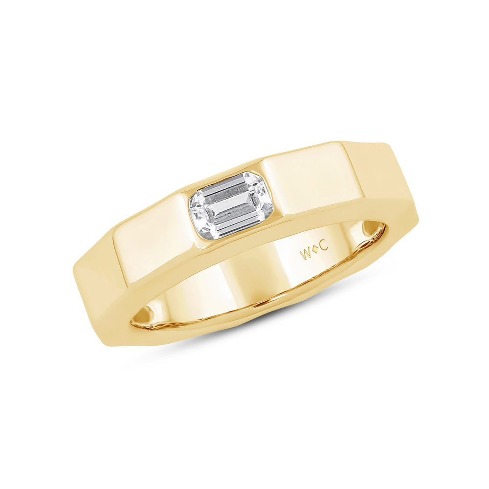 Faceted Bezel Men's Engagement Ring with 18KT Yellow Gold / Lab / 1 1/2 Cut Diamond in 14KT Yellow Gold / Lab / 1 1/2 view 3
