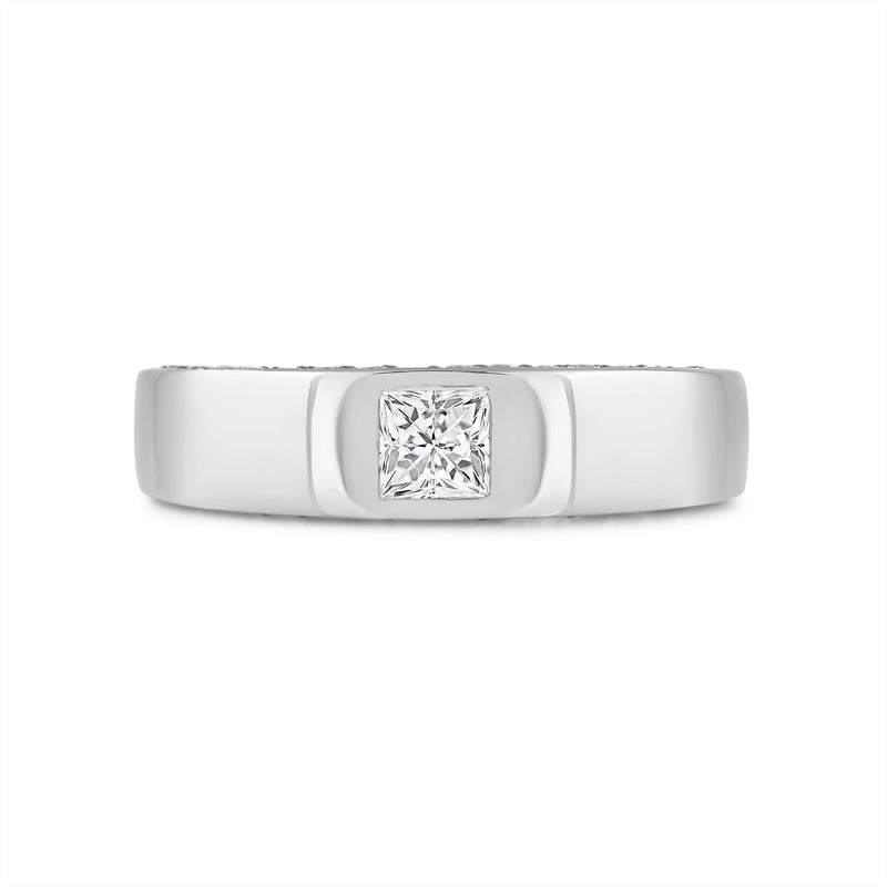 Classic Bezel Front Studded Men's Engagement Ring