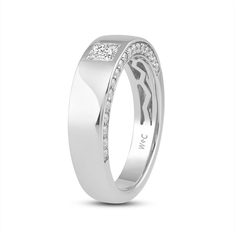 Classic Bezel Front Studded Men's Engagement Ring with Platinum / Lab / 1 5/8 Cut Diamond in 14KT Platinum / Lab / 1 5/8 view 4
