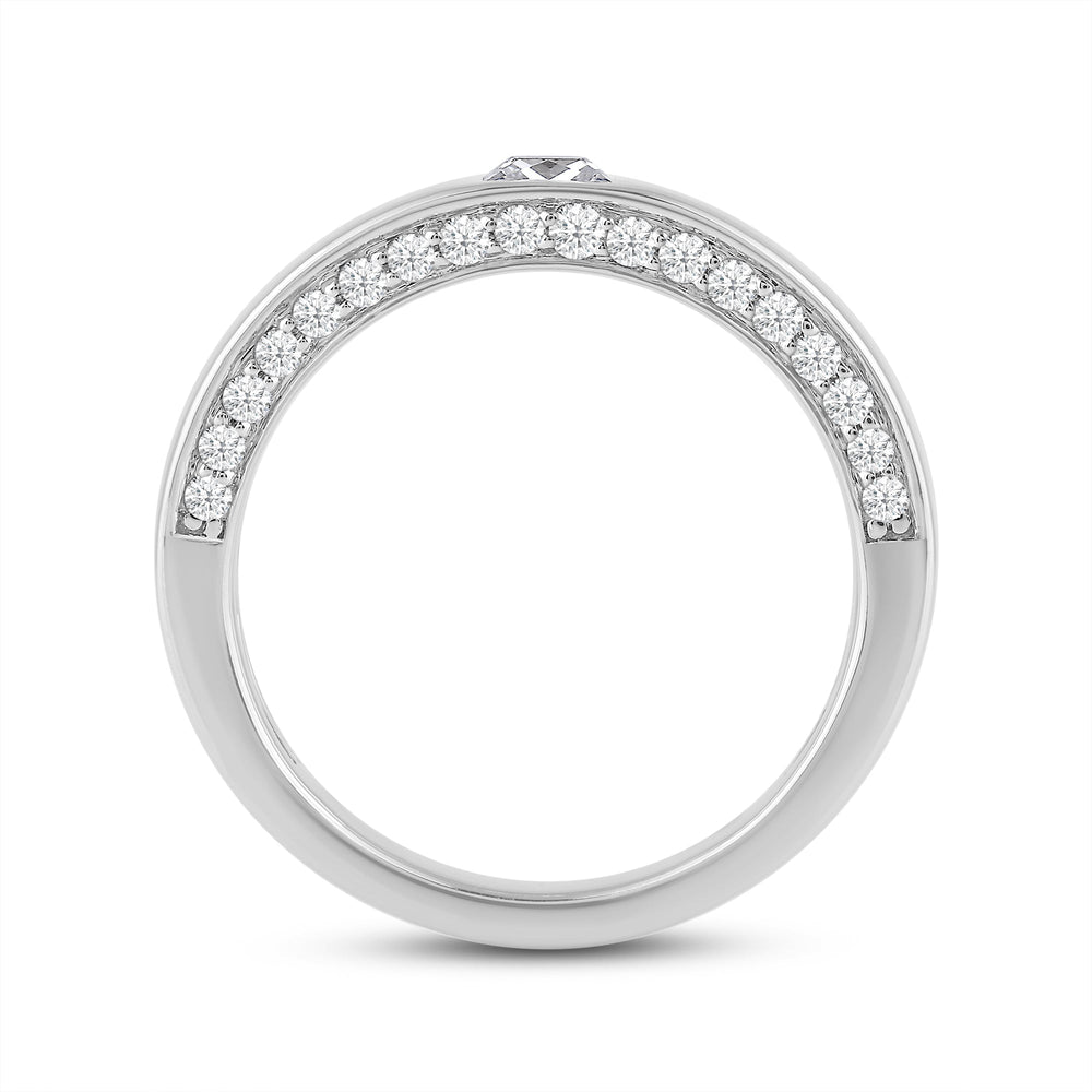 Classic Bezel Front Studded Men's Engagement Ring with Platinum / Lab / 1 5/8 Cut Diamond in 14KT Platinum / Lab / 1 5/8 view 2
