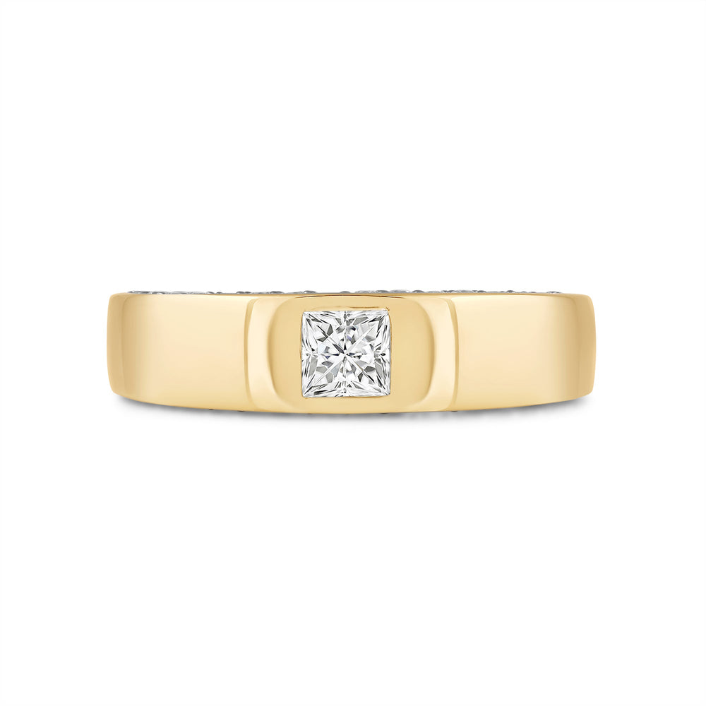 Classic Bezel Front Studded Men's Engagement Ring with 18KT Yellow Gold / Lab / 1 5/8 Cut Diamond in 14KT Yellow Gold / Lab / 1 5/8 view 1
