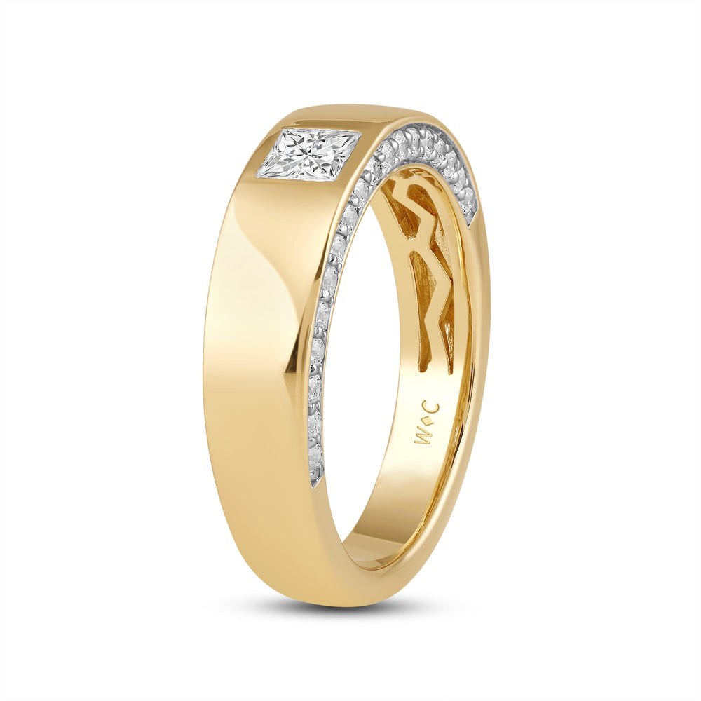 Classic Bezel Front Studded Men's Engagement Ring with 18KT Yellow Gold / Lab / 1 5/8 Cut Diamond in 14KT Yellow Gold / Lab / 1 5/8 view 4
