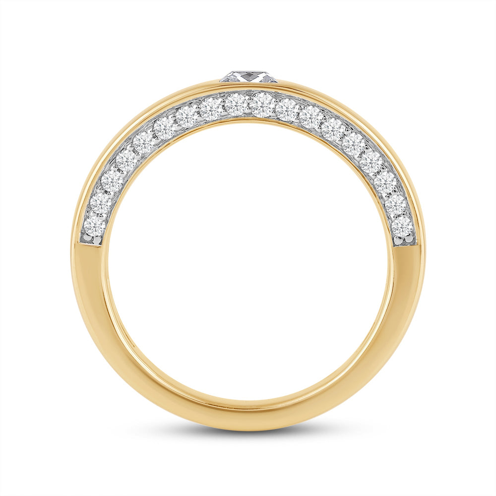 Classic Bezel Front Studded Men's Engagement Ring with 18KT Yellow Gold / Lab / 1 5/8 Cut Diamond in 14KT Yellow Gold / Lab / 1 5/8 view 2
