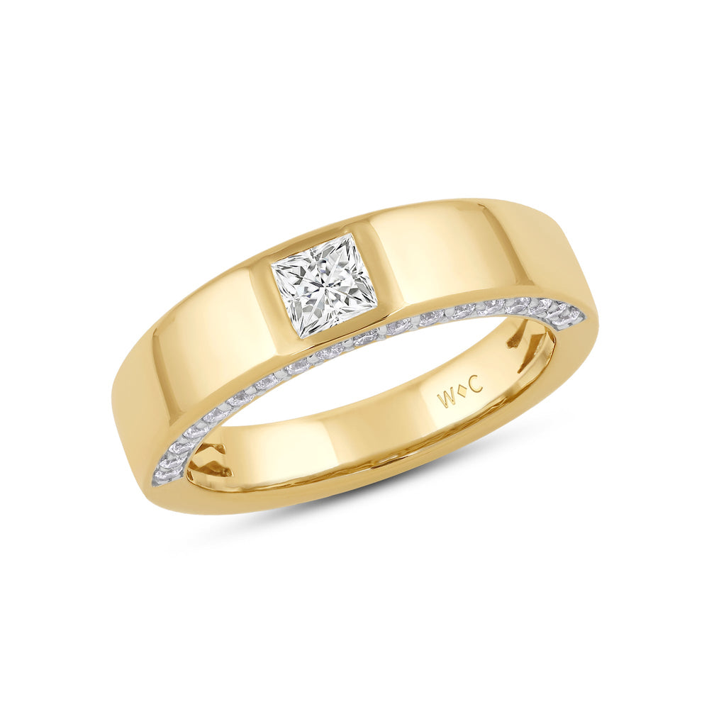 Classic Bezel Front Studded Men's Engagement Ring with 18KT Yellow Gold / Lab / 1 5/8 Cut Diamond in 14KT Yellow Gold / Lab / 1 5/8 view 3
