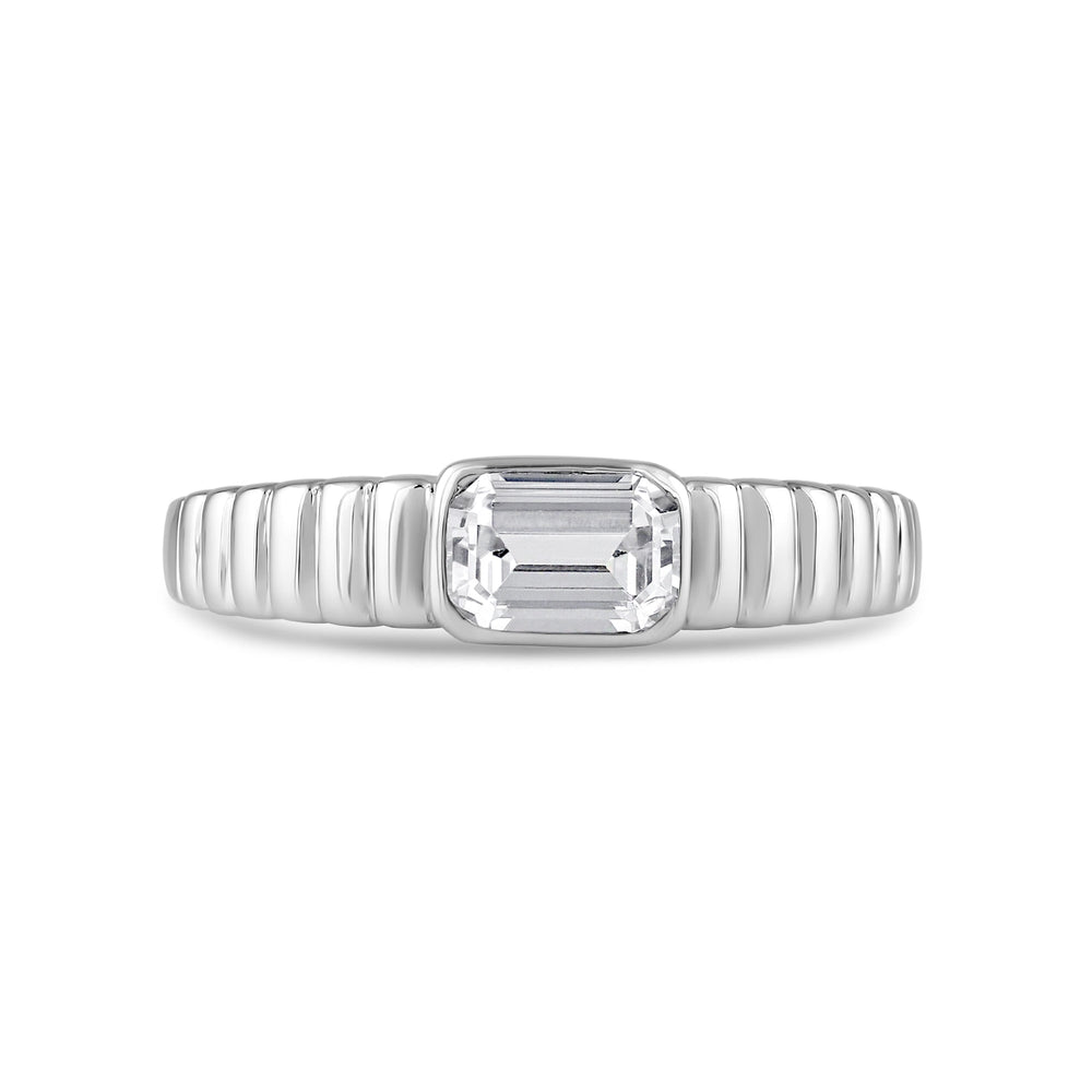 Ribbed Shank Bezel Men's Engagement Ring with Platinum / Lab / 1 1/2 Cut Diamond in 14KT Platinum / Lab / 1 1/2 view 1
