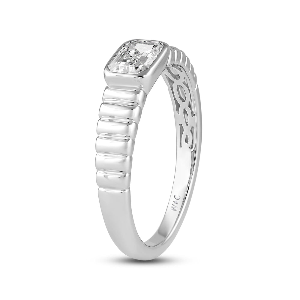 Ribbed Shank Bezel Men's Engagement Ring with Platinum / Lab / 1 1/2 Cut Diamond in 14KT Platinum / Lab / 1 1/2 view 4

