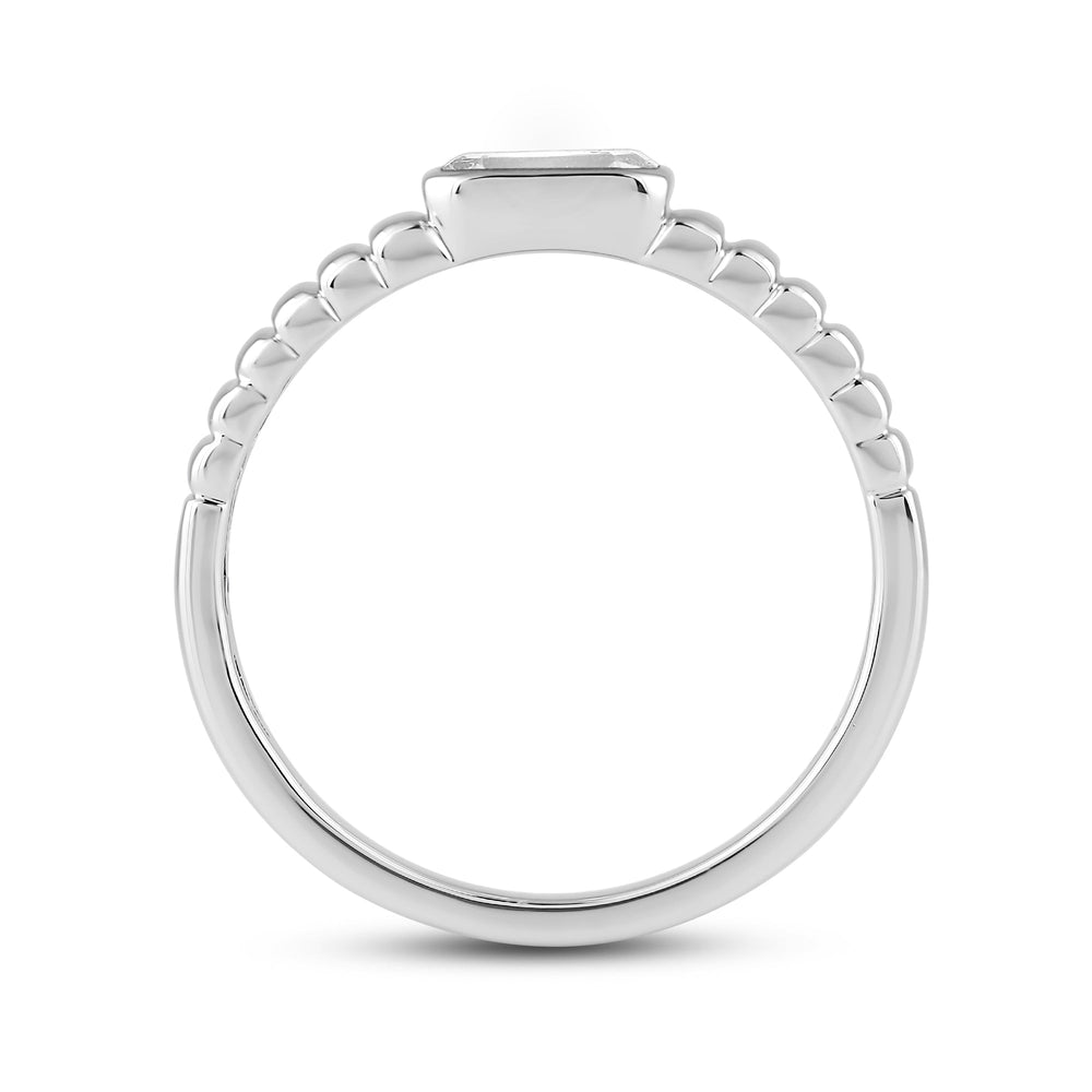 Ribbed Shank Bezel Men's Engagement Ring with Platinum / Lab / 1 1/2 Cut Diamond in 14KT Platinum / Lab / 1 1/2 view 2
