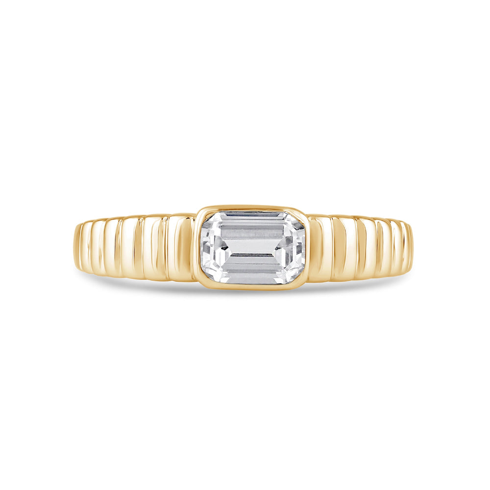 Ribbed Shank Bezel Men's Engagement Ring with 18KT Yellow Gold / Lab / 1 1/2 Cut Diamond in 14KT Yellow Gold / Lab / 1 1/2 view 1
