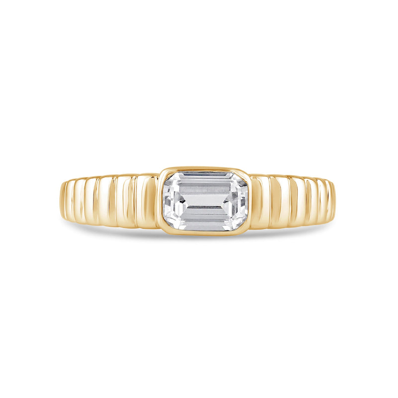 Ribbed Shank Bezel Men's Engagement Ring