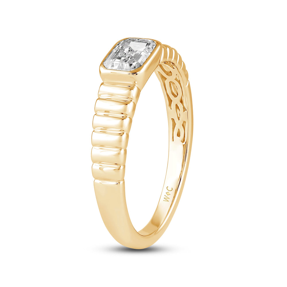 Ribbed Shank Bezel Men's Engagement Ring with 18KT Yellow Gold / Lab / 1 1/2 Cut Diamond in 14KT Yellow Gold / Lab / 1 1/2 view 4
