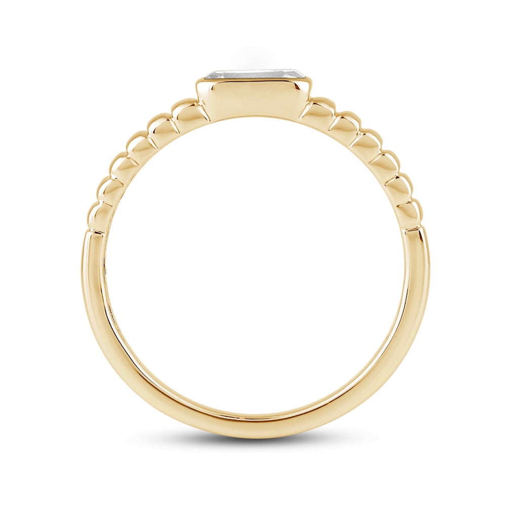 Ribbed Shank Bezel Men's Engagement Ring with 18KT Yellow Gold / Lab / 1 1/2 Cut Diamond in 14KT Yellow Gold / Lab / 1 1/2 view 2
