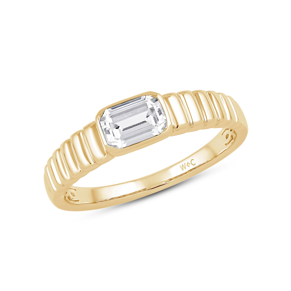 Ribbed Shank Bezel Men's Engagement Ring with 18KT Yellow Gold / Lab / 1 1/2 Cut Diamond in 14KT Yellow Gold / Lab / 1 1/2 view 3
