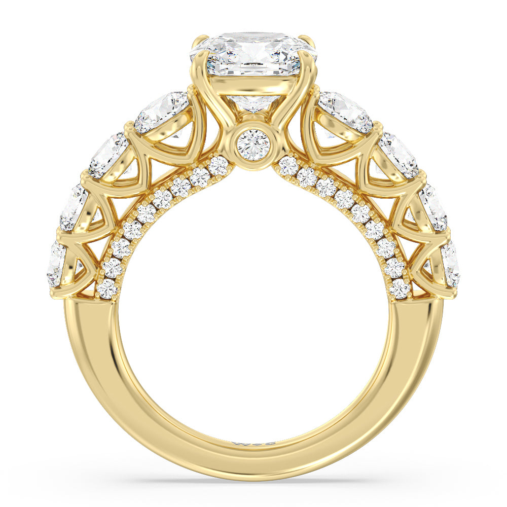 The Sutton Ring with Cushion Cut Diamond in 14KT Yellow Gold view 2
