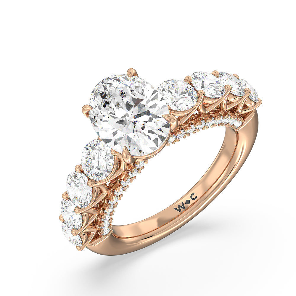 The Sutton Ring with Oval Cut Diamond in 14KT Rose Gold view 3
