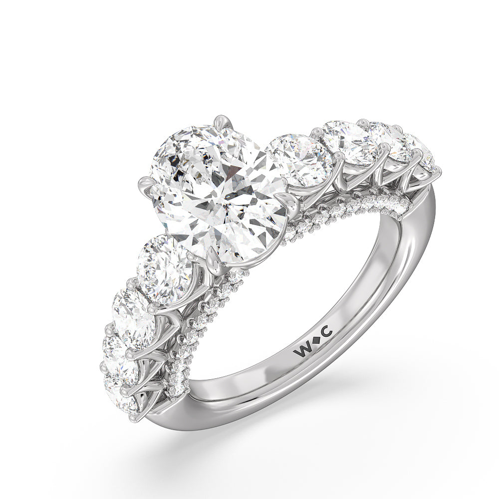 The Sutton Ring with Oval Cut Diamond in 14KT Platinum view 3
