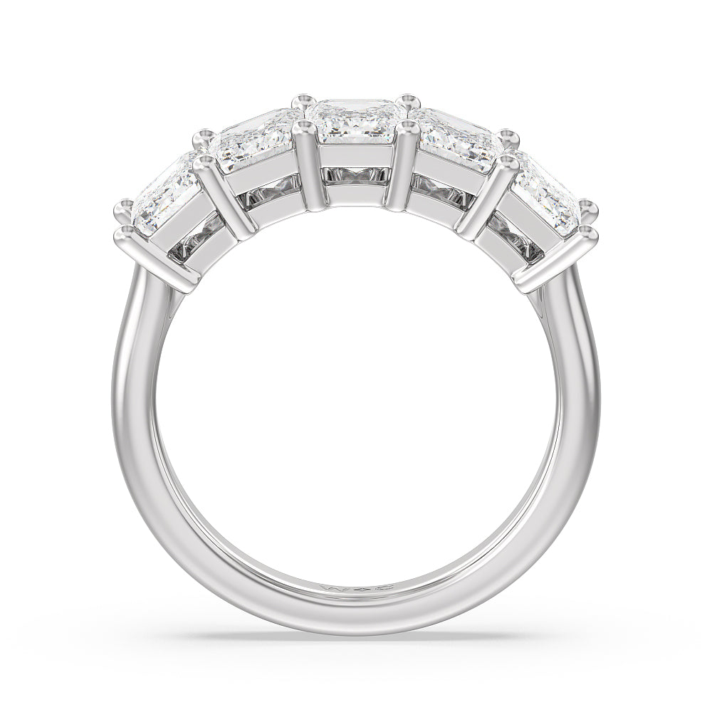 Five Stone Emerald Cut Diamond Ring (F/G SI+) with Platinum / Natural / 4 Cut Diamond in 14KT Platinum / Natural / 4 view 3
