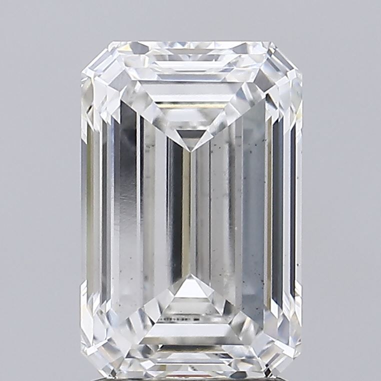 2.57 Carat Emerald Lab Diamond with  Cut Diamond in 14KT  view 1
