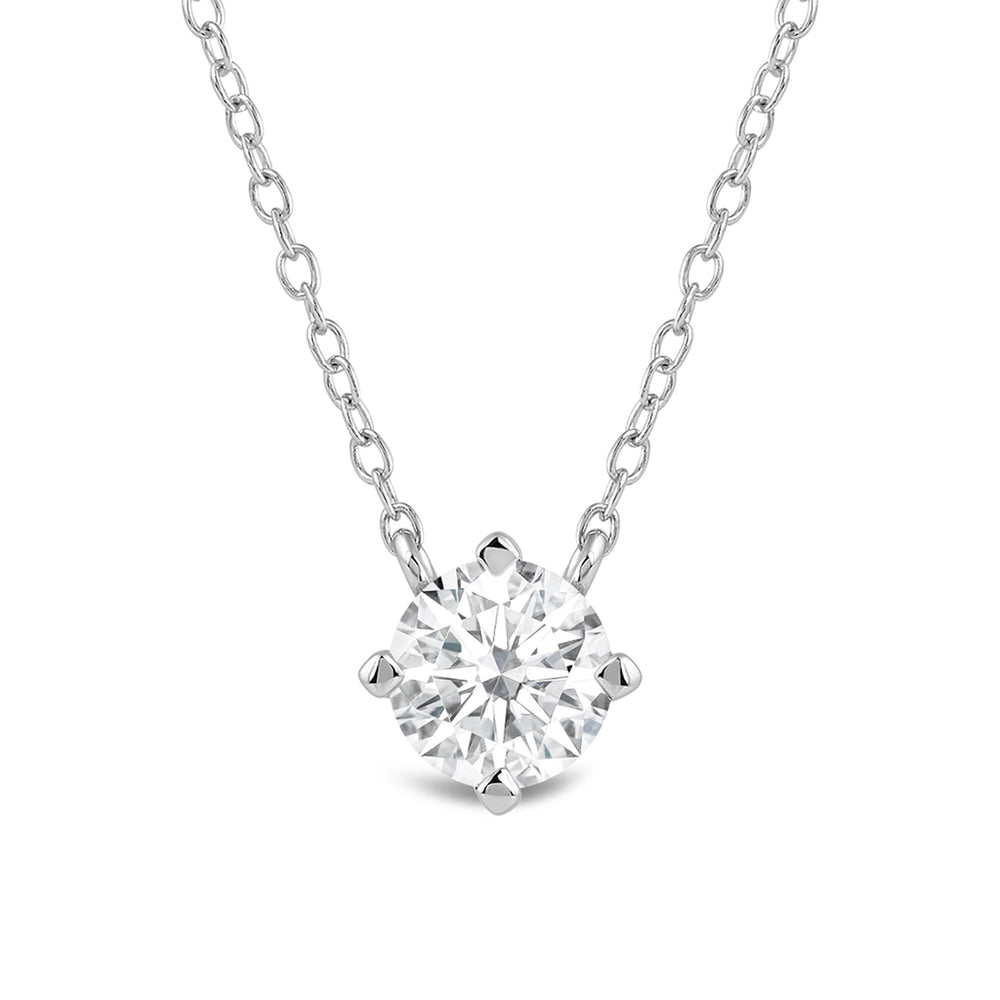 Kite Set Round Lab Created Diamond Solitaire Pendant with Round Cut Diamond in 14KT White Gold view 2
