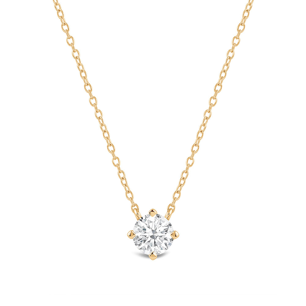 Kite Set Round Lab Created Diamond Solitaire Pendant with Round Cut Diamond in 14KT Yellow Gold view 1
