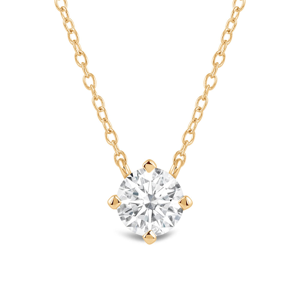 Kite Set Round Lab Created Diamond Solitaire Pendant with Round Cut Diamond in 14KT Yellow Gold view 2
