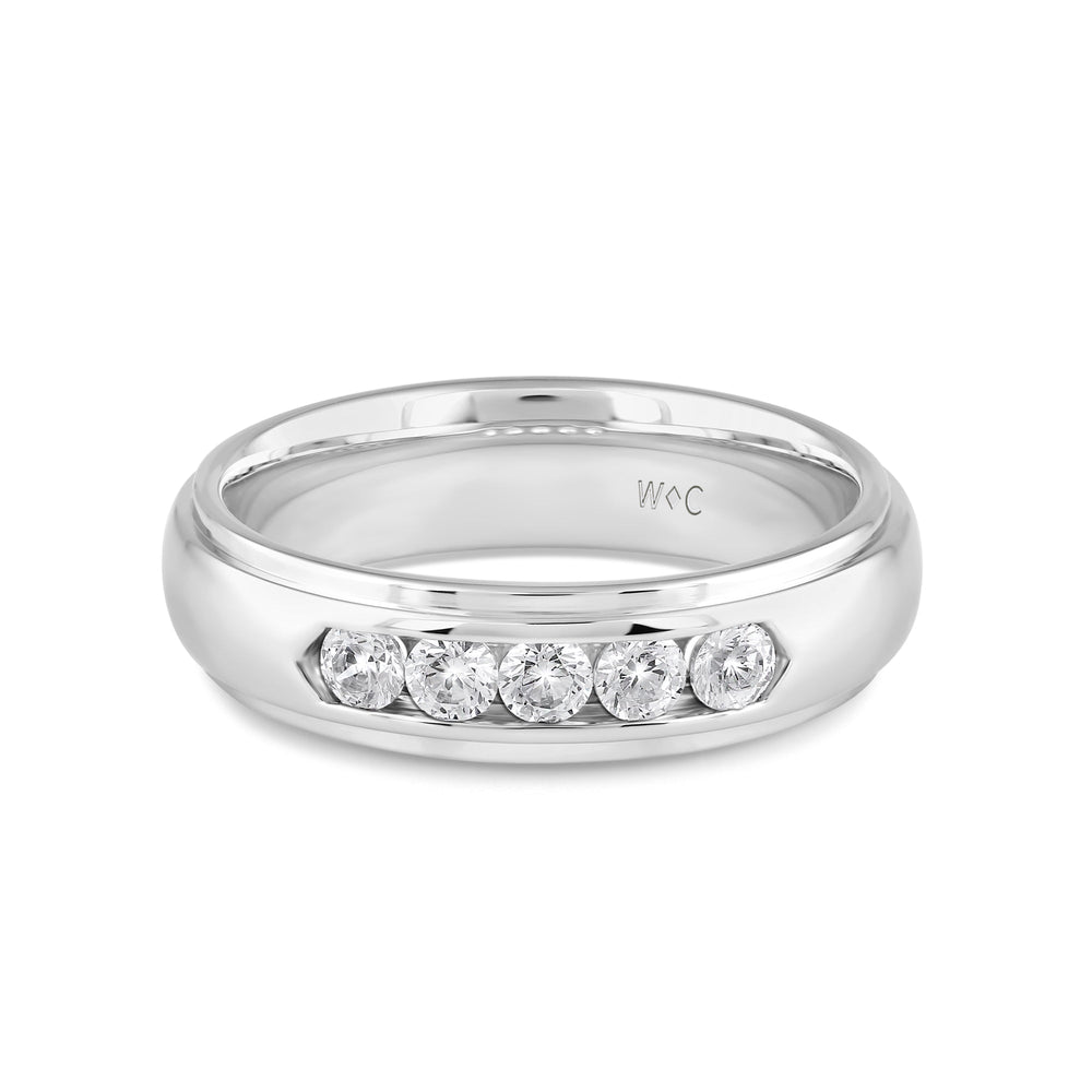 Dome Profile Five Stone Channel Set Band with 14KT White Gold / Lab / 1/2 Cut Diamond in 14KT White Gold / Lab / 1/2 view 1
