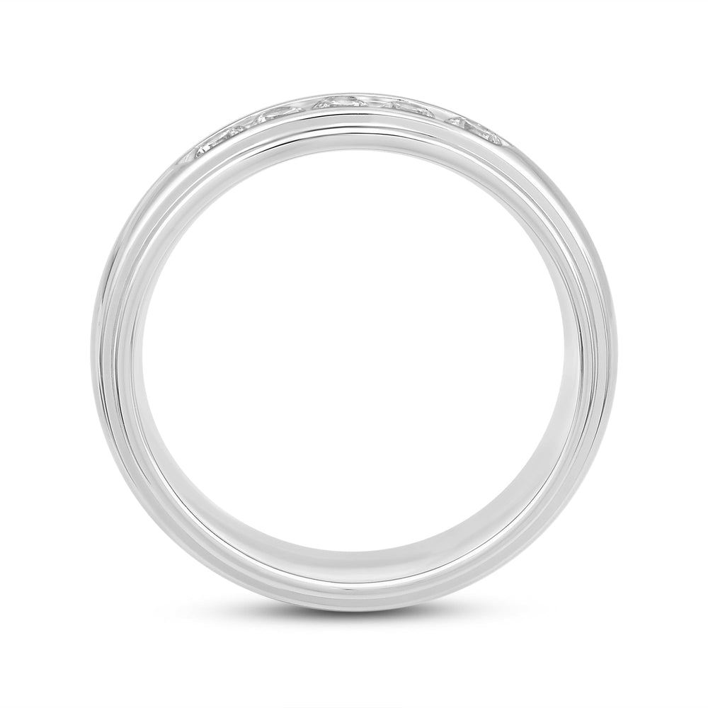 Dome Profile Five Stone Channel Set Band with 14KT White Gold / Lab / 1/2 Cut Diamond in 14KT White Gold / Lab / 1/2 view 2
