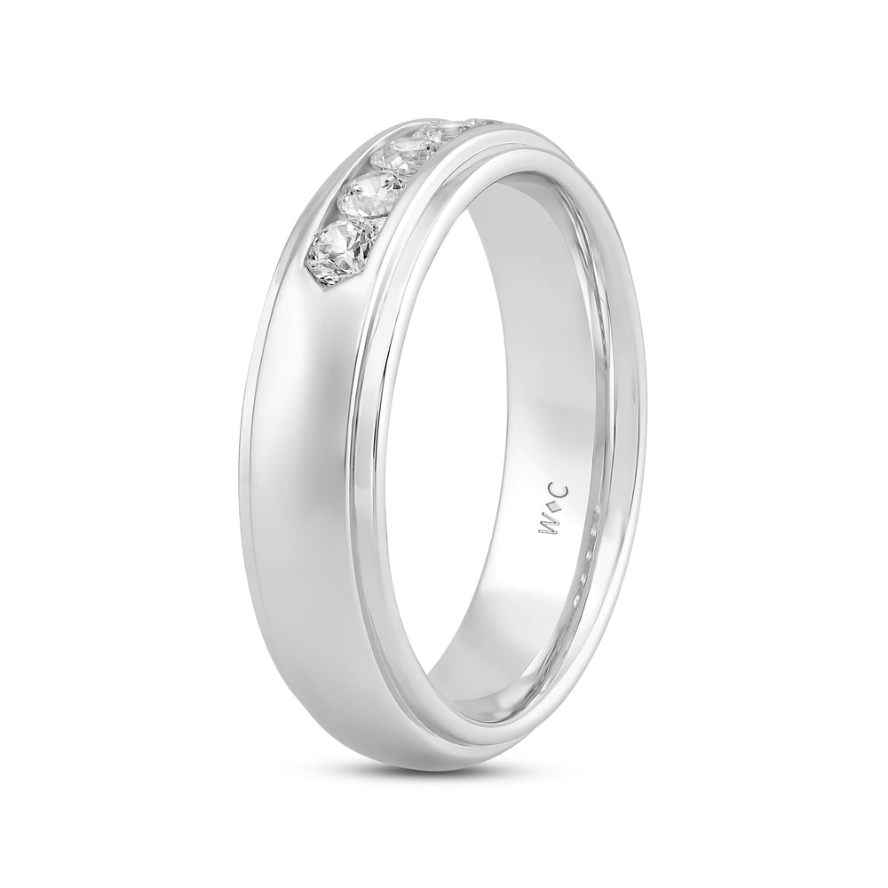 Dome Profile Five Stone Channel Set Band with 14KT White Gold / Lab / 1/2 Cut Diamond in 14KT White Gold / Lab / 1/2 view 3
