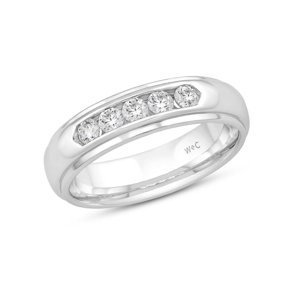 Dome Profile Five Stone Channel Set Band with 14KT White Gold / Lab / 1/2 Cut Diamond in 14KT White Gold / Lab / 1/2 view 4
