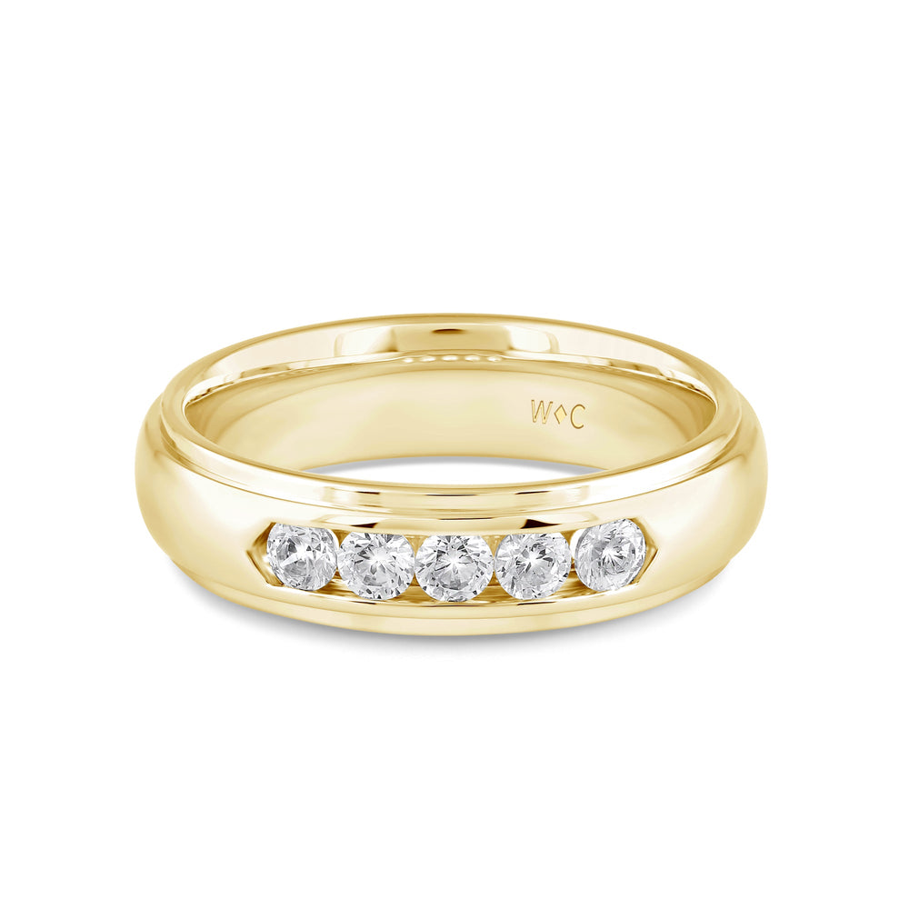 Dome Profile Five Stone Channel Set Band with 14KT Yellow Gold / Lab / 1/2 Cut Diamond in 14KT Yellow Gold / Lab / 1/2 view 1
