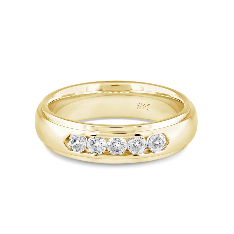 Dome Profile Five Stone Channel Set Band