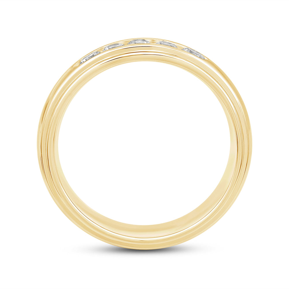Dome Profile Five Stone Channel Set Band with 14KT Yellow Gold / Lab / 1/2 Cut Diamond in 14KT Yellow Gold / Lab / 1/2 view 2
