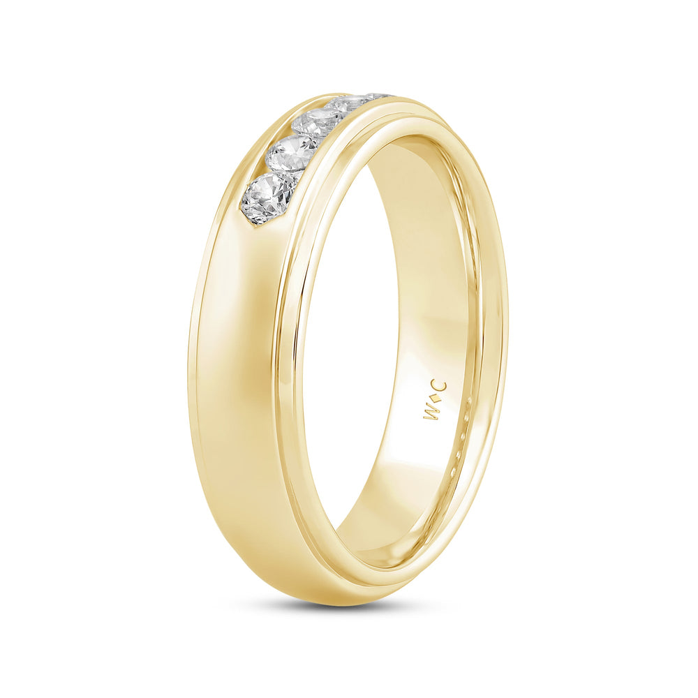 Dome Profile Five Stone Channel Set Band with 14KT Yellow Gold / Lab / 1/2 Cut Diamond in 14KT Yellow Gold / Lab / 1/2 view 3
