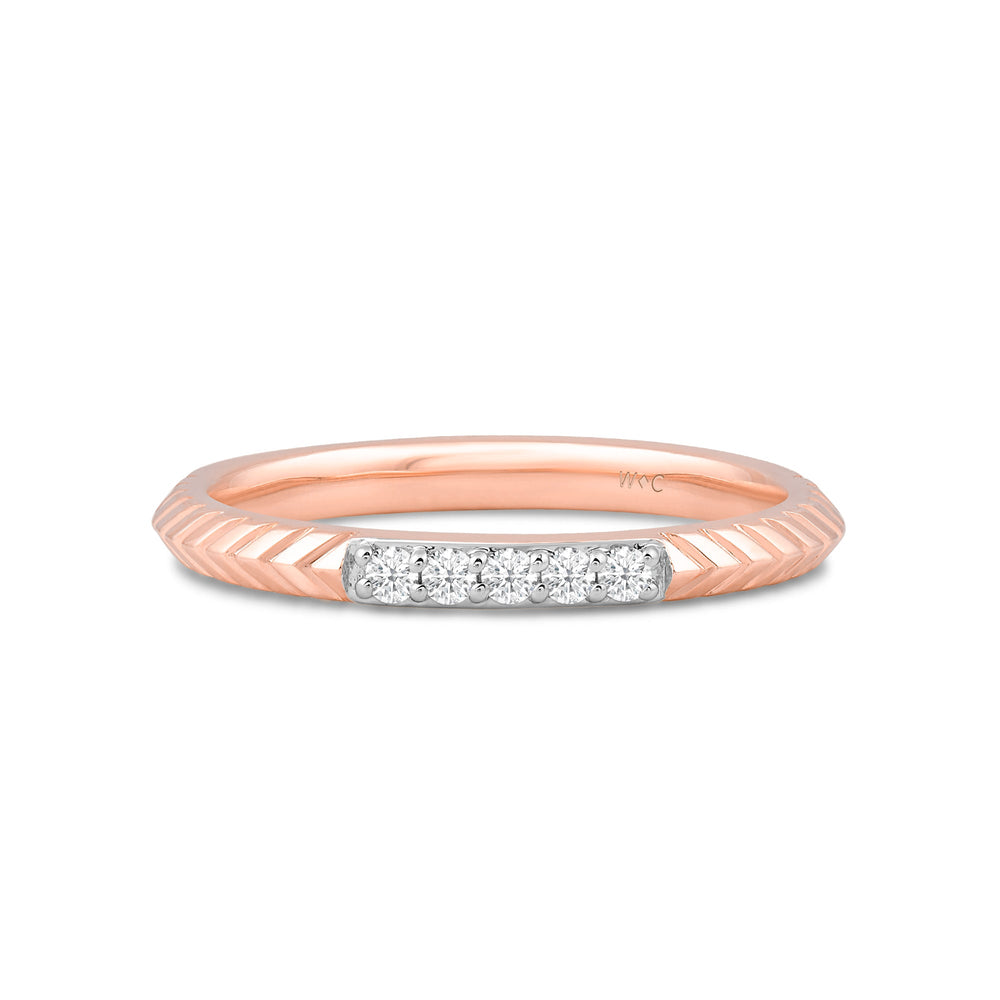 Slim Textured Diamond Ring with 14KT Rose Gold / Lab / 1/10 Cut Diamond in 14KT Rose Gold / Lab / 1/10 view 1
