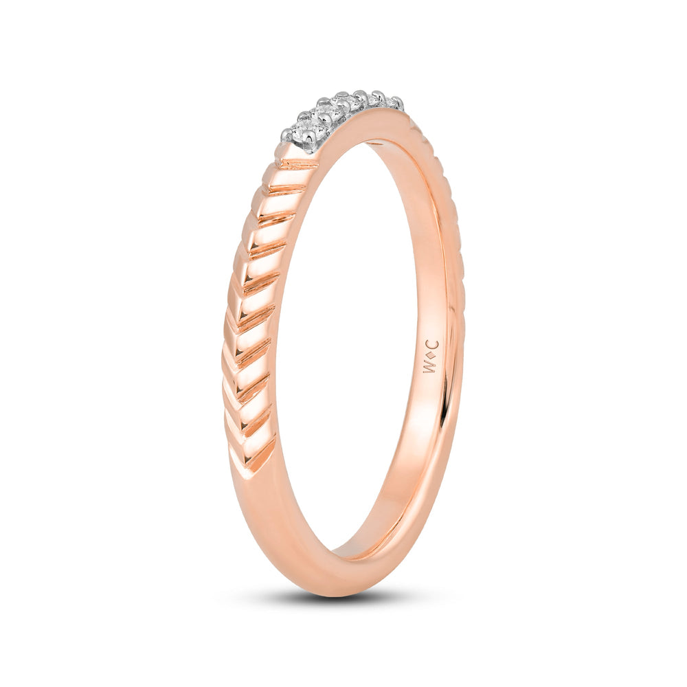Slim Textured Diamond Ring with 14KT Rose Gold / Lab / 1/10 Cut Diamond in 14KT Rose Gold / Lab / 1/10 view 4
