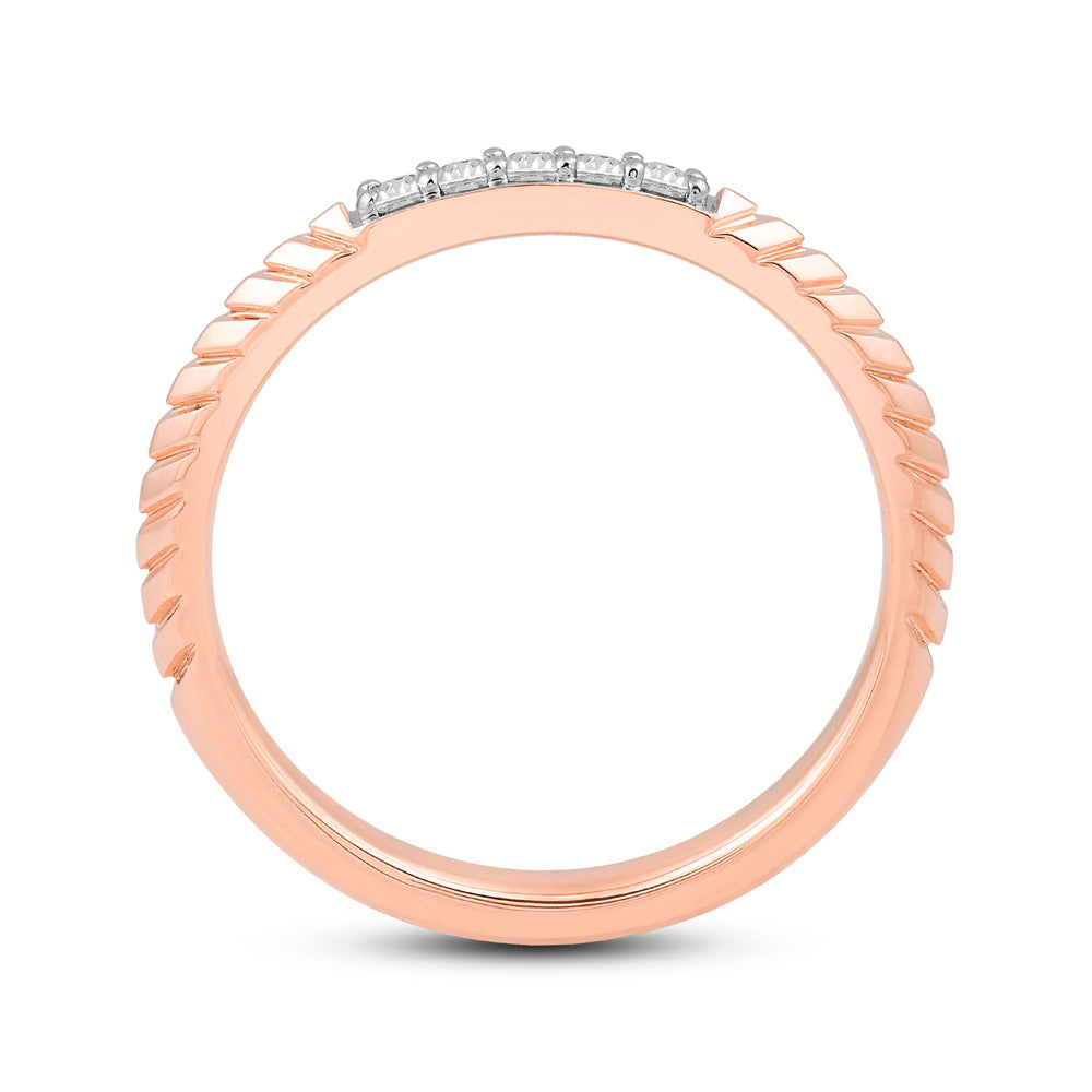 Slim Textured Diamond Ring with 14KT Rose Gold / Lab / 1/10 Cut Diamond in 14KT Rose Gold / Lab / 1/10 view 2

