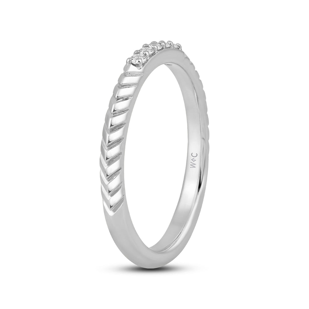 Slim Textured Diamond Ring with 14KT White Gold / Lab / 1/10 Cut Diamond in 14KT White Gold / Lab / 1/10 view 4
