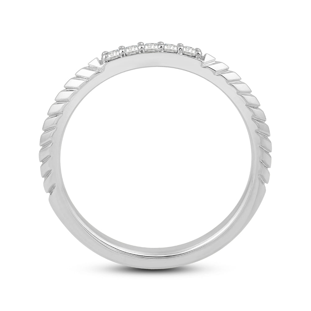 Slim Textured Diamond Ring with 14KT White Gold / Lab / 1/10 Cut Diamond in 14KT White Gold / Lab / 1/10 view 2
