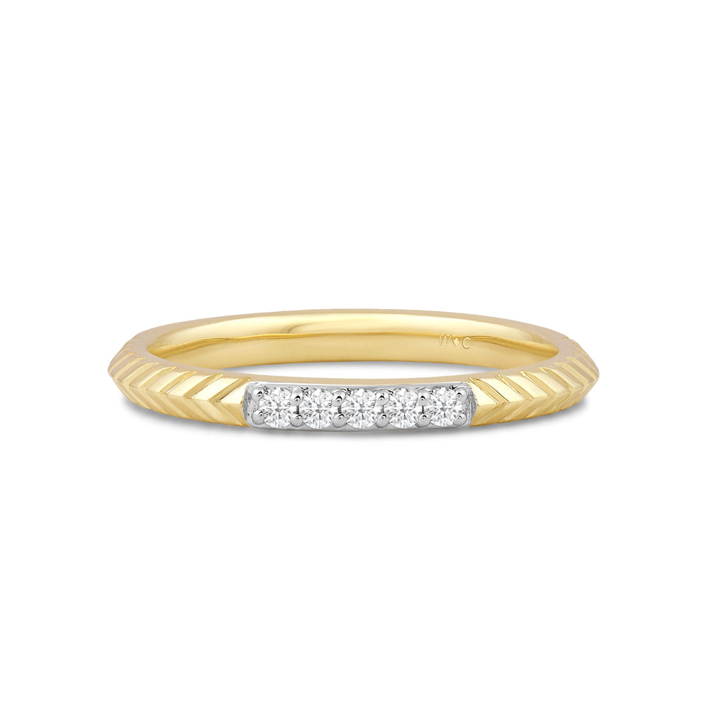 Slim Textured Diamond Ring with 14KT Yellow Gold / Lab / 1/10 Cut Diamond in 14KT Yellow Gold / Lab / 1/10 view 1
