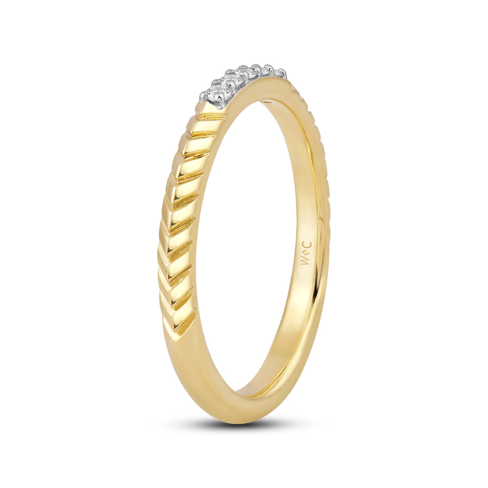 Slim Textured Diamond Ring with 14KT Yellow Gold / Lab / 1/10 Cut Diamond in 14KT Yellow Gold / Lab / 1/10 view 4
