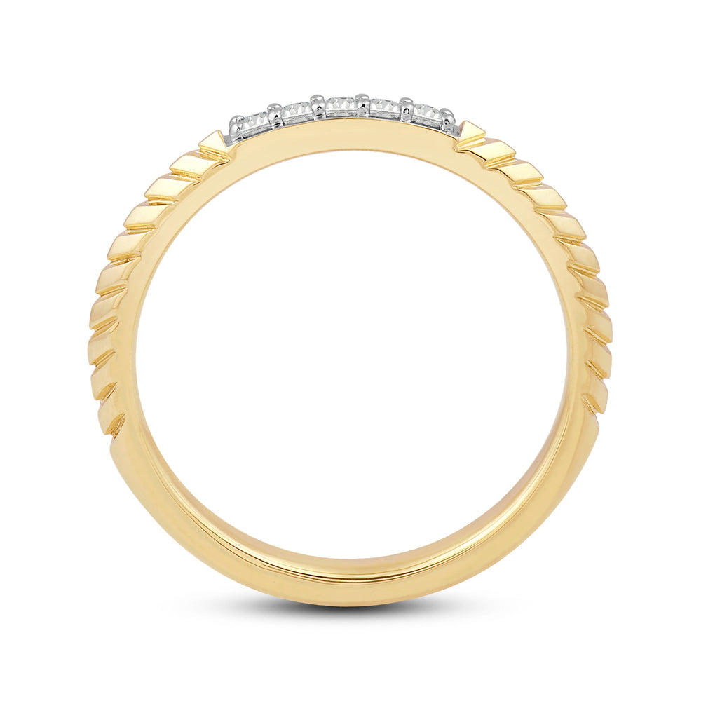 Slim Textured Diamond Ring with 14KT Yellow Gold / Lab / 1/10 Cut Diamond in 14KT Yellow Gold / Lab / 1/10 view 2
